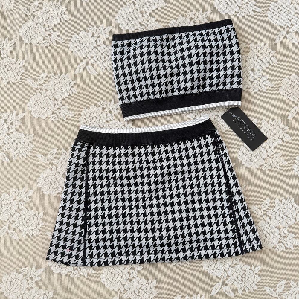 Astoria Activewear Houndstooth Skirt Set – Top Size XS / Skirt Size Small